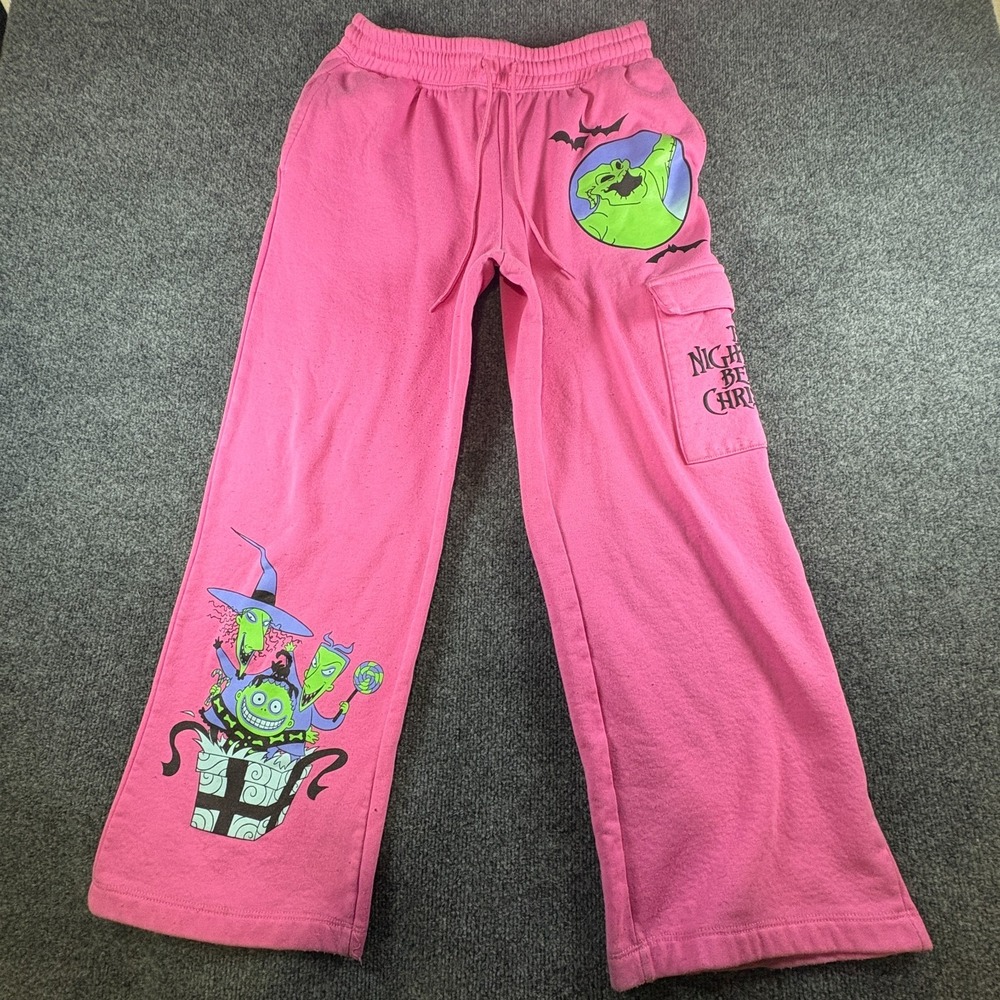 Disney Tim Burton's The Nightmare Before Christmas Sweatpants Women 29x26.5 Pink - Picture 2 of 13